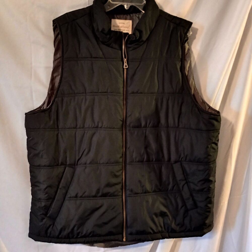 Original Weatherproof Vintage Black Puffer Vest XXL Gray Lining WLP 11590 Big